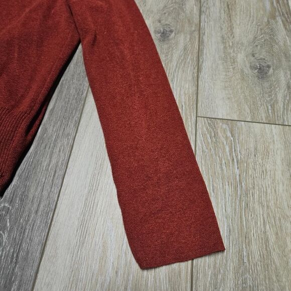 Nic+Zoe Wrap Cardigan Sweater V Neck Rust Red Women's Medium Business Casual - Picture 9 of 9
